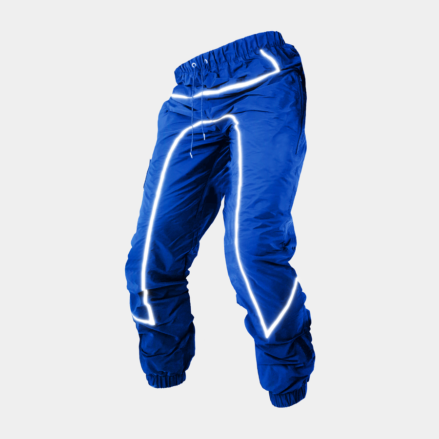 Pantalon de ski imperméable bleu et réfléchissant