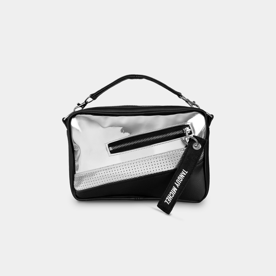Sac à main argenté et noir