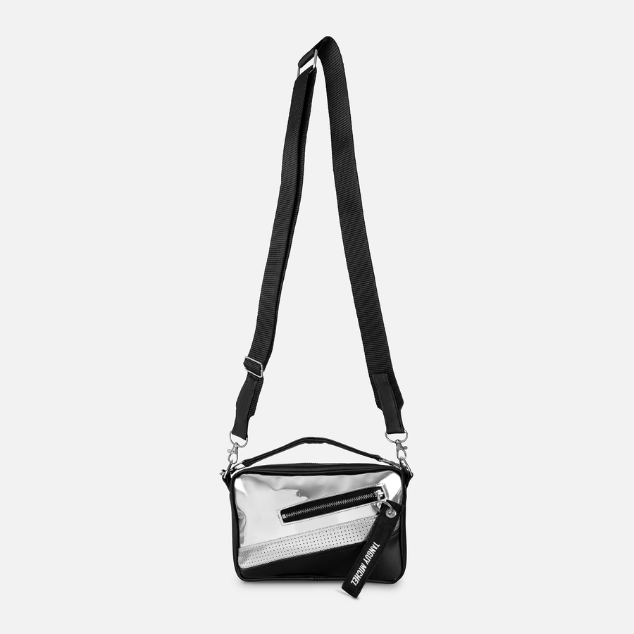 Sac à main argenté et noir
