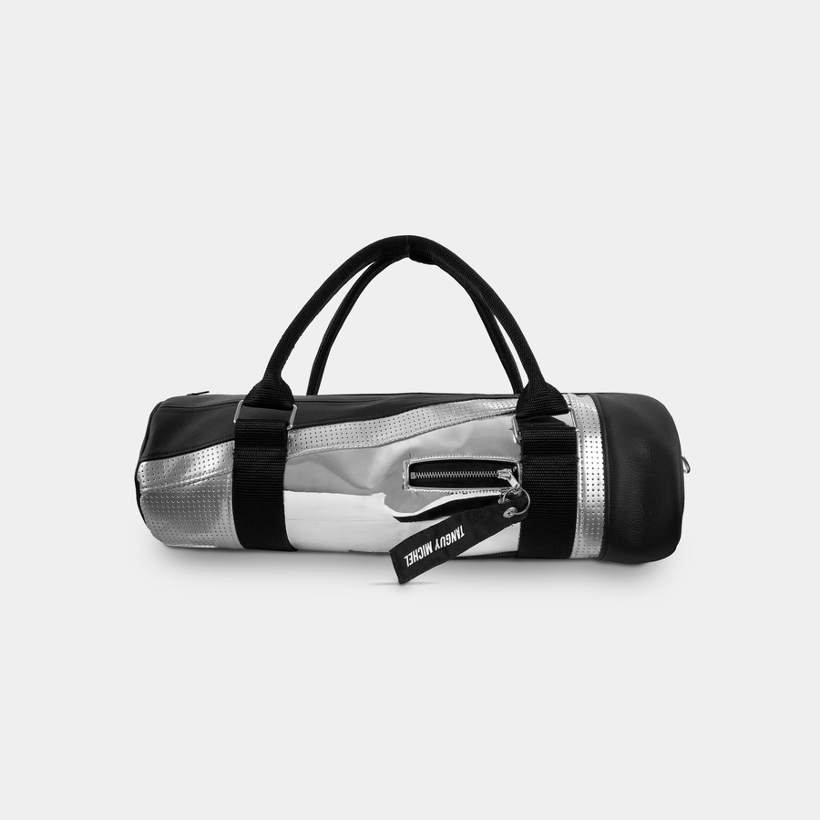Sac à main argenté et noir