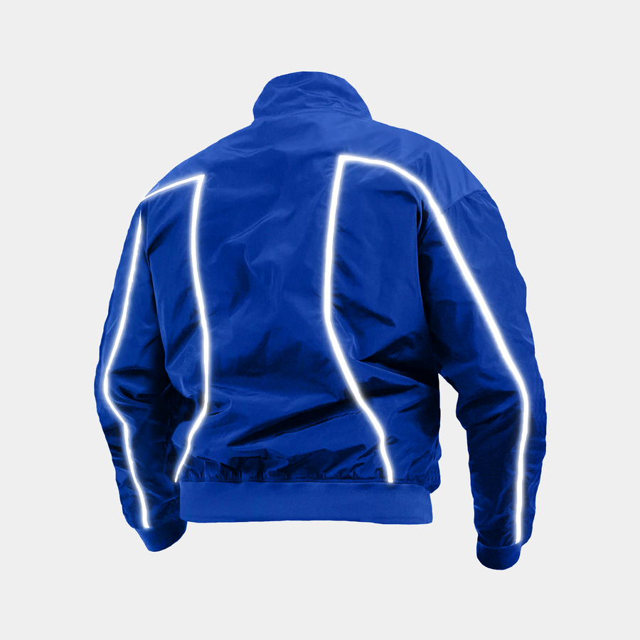 Veste imperméable de ski, bleu et réfléchissante