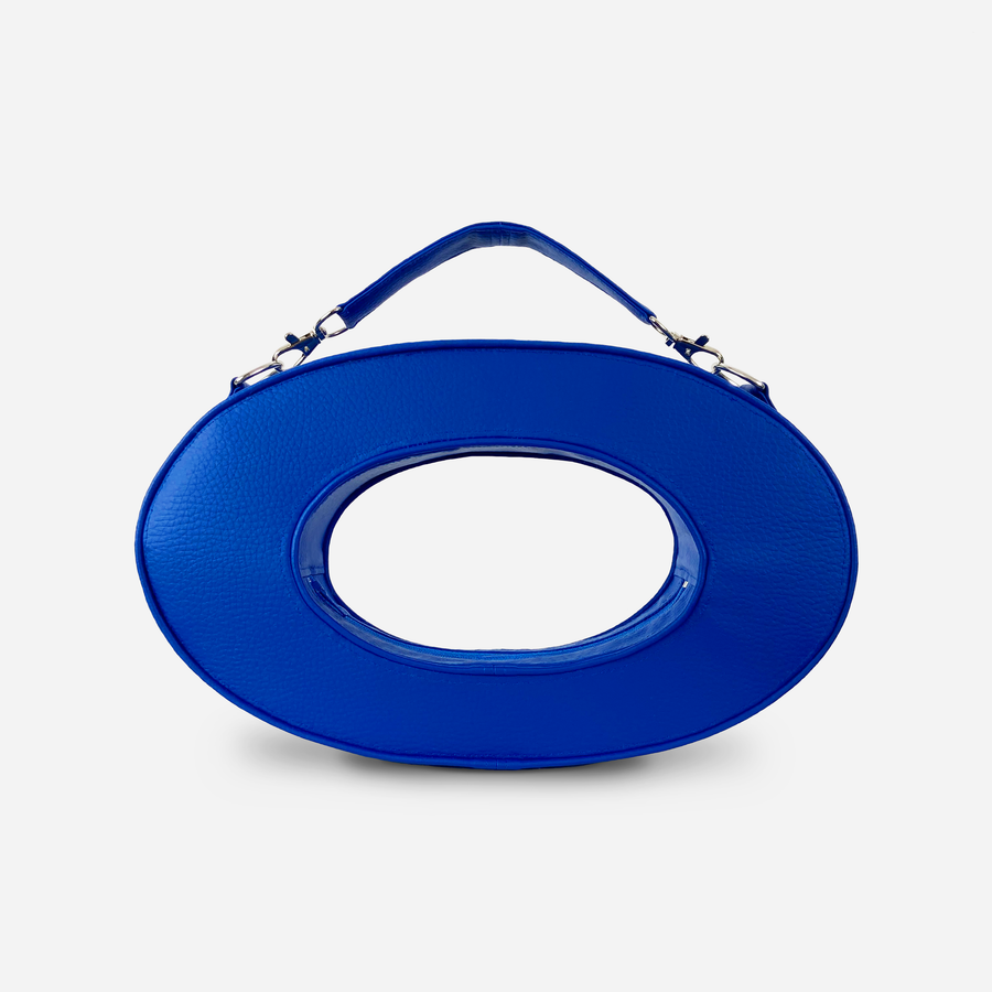 Sac Loop ovale ajouré fabriqué à partir de tissu issu de stock dormant, vue de face